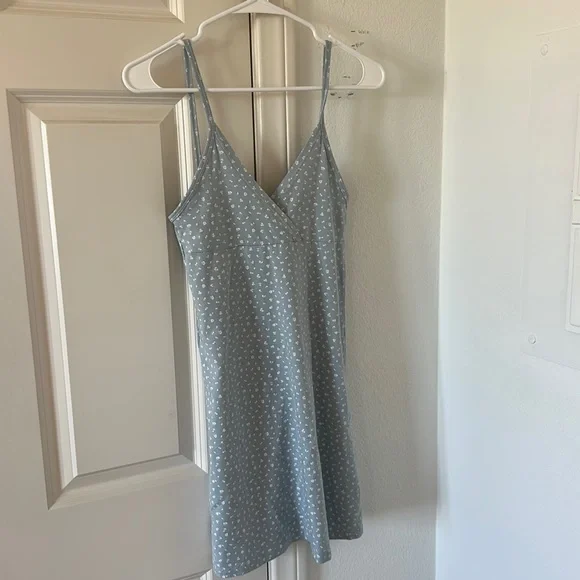 blue and white brandy melville dress 100% Cotton White Drop Waist Midi Dress - All Dresses